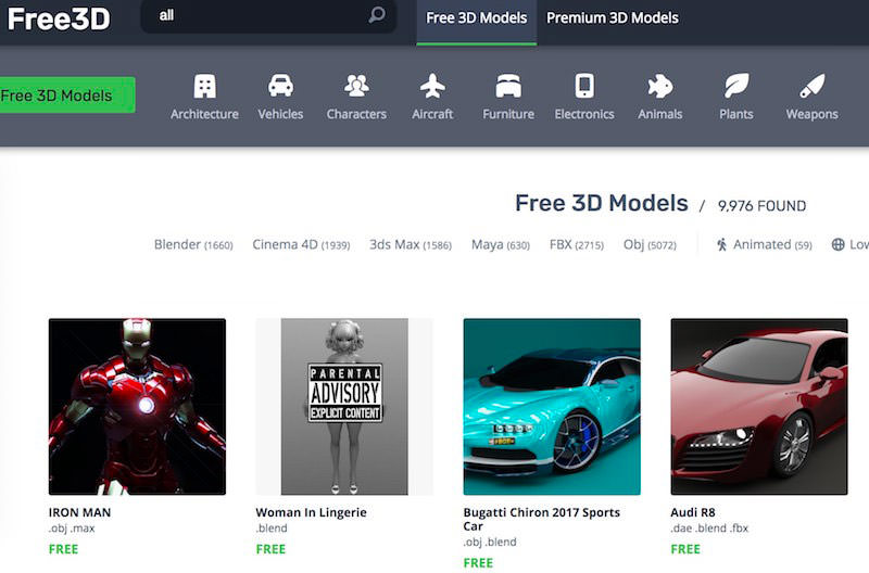 50 Sites to Download Free 3D Models – Best Of